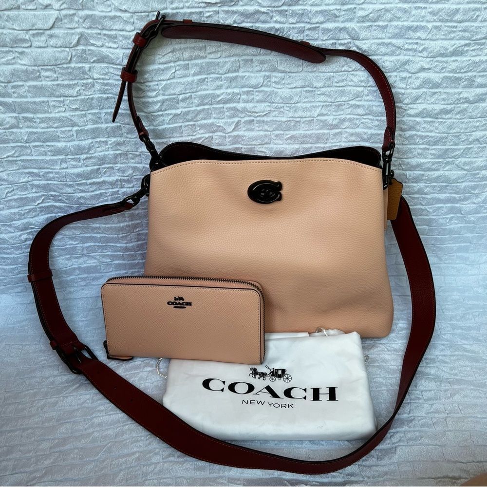Coach Willow Shoulder Bag In Colorblock w/ Matching Wallet